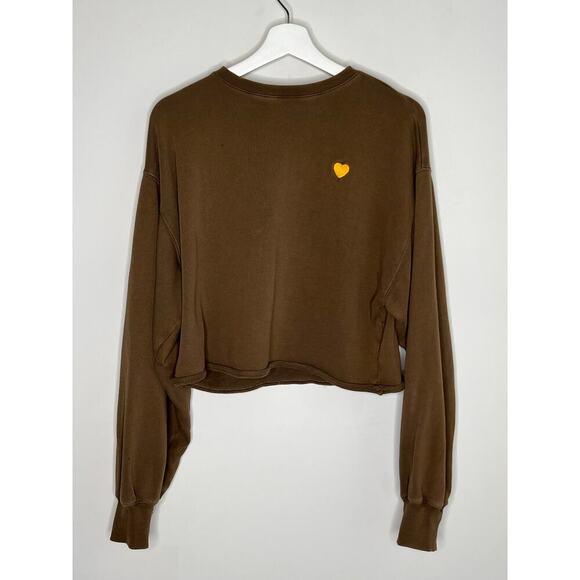 Wrangler x Fred Segal Love Dreams Good Jeans Crop Sweatshirt Olive Brown Women L - Picture 3 of 9